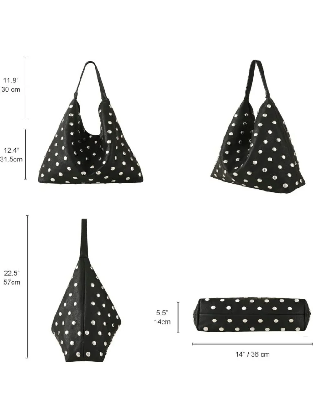 Stylish Studded Hobo Purse | Leather Tote Bag | Rivet Shoulder Handbag for Women